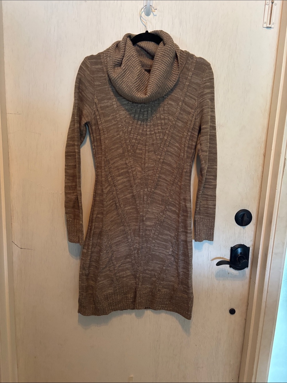 Jessica Simpson Taupe Brown Cowl Neck Long Sleeve Knit Dress